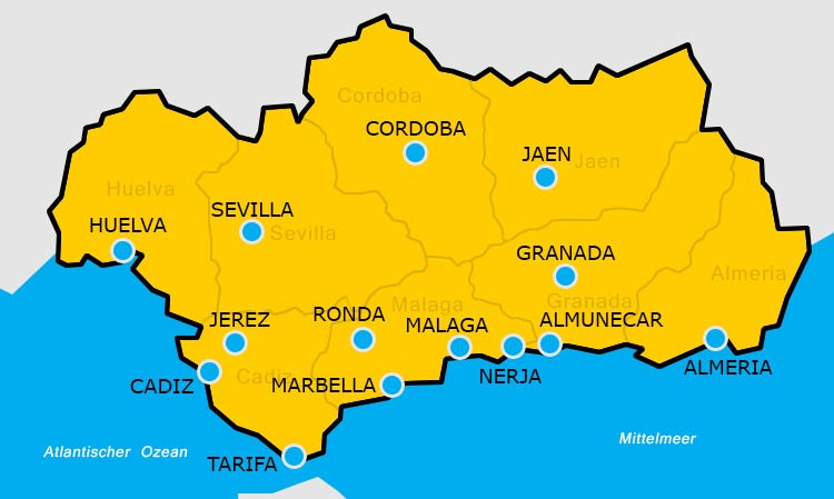 Städte Karte Andalusien